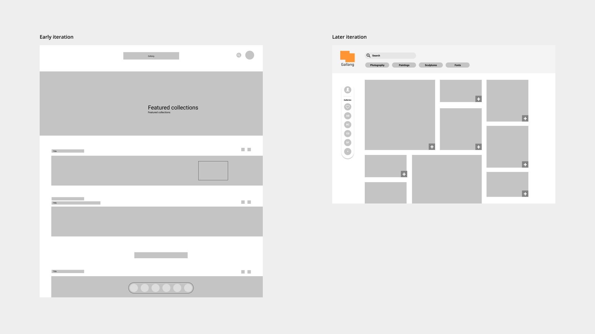 Sketches and wireframes